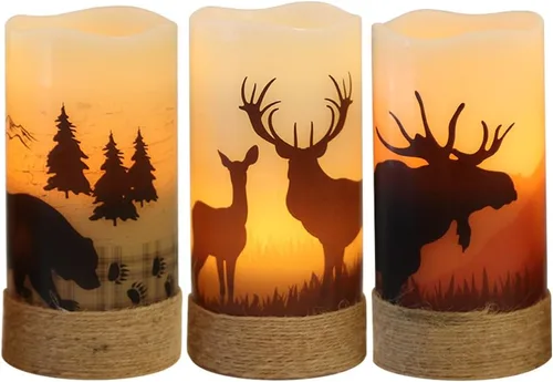 Miniatura 12 de Eldnacele Árbol Verde Decoración Navideña Velas Sin Llama Parpadeantes con Temporizadores Diarios Automáticos, Velas LED Operadas con Pilas, Cera