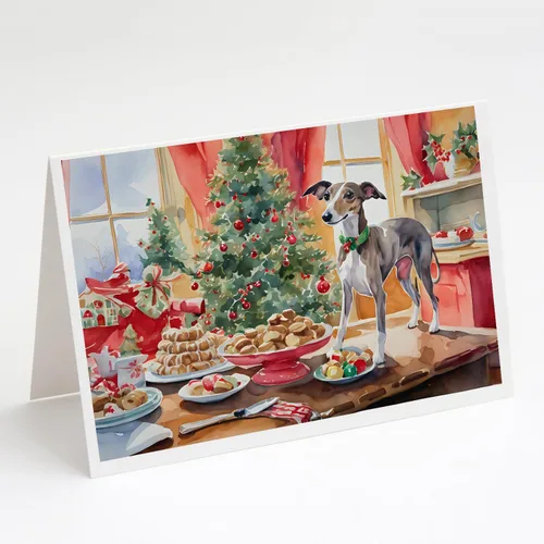 Miniatura 139 de Caroline's Treasures DAC3884GCA7P Paquete de 8 tarjetas en blanco de Navidad con galletas de husky siberiano Tarjetas de felicitación con sobres