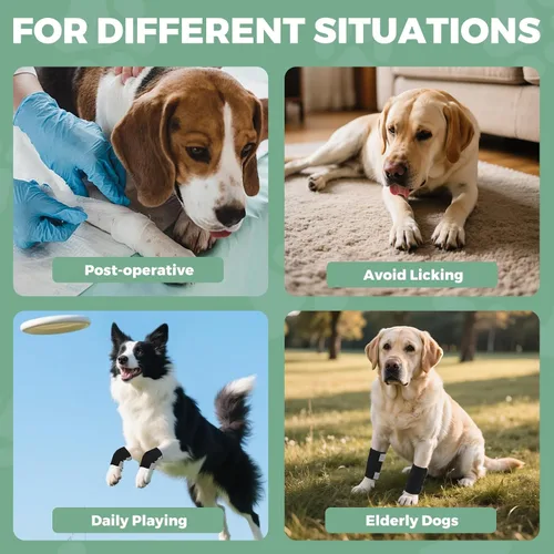 Miniatura 6 de Tobillera para patas de perro con correas reflectantes, 2 tobilleras para extremidades anteriores, férula de recuperación posterior a una lesión