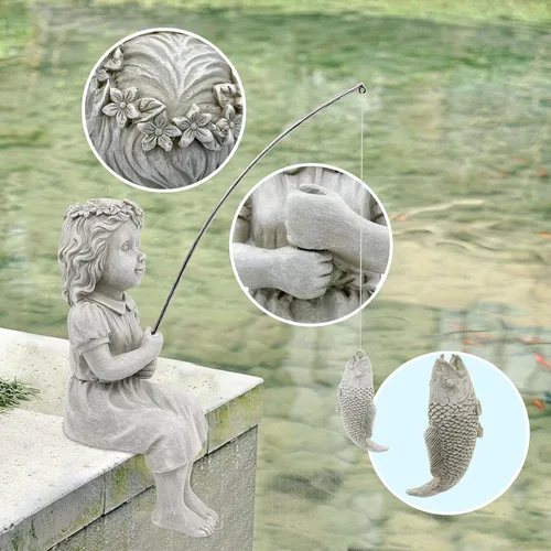 Miniatura 4 de Nacome Regalos para jardín, hogar, Mon Grandma The Little Fishergirl Garden, estatua de decoración del hogar, escultura de figura de pescador, al