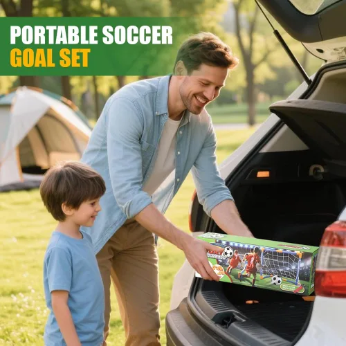 Miniatura 7 de Soccer Goal Set 23" W×18" H×12" D, Portable Soccer Goal Training Equipment, Mini Soccer Net with 3 Soccer Ball for Sports Game, Soccer Set for Kids