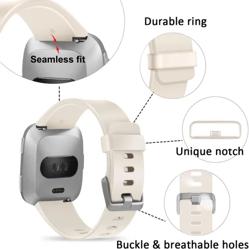 Miniatura 3 de Wepro Correa compatible con correas Fitbit Versa 2 para mujeres y hombres, correa suave compatible con bandas Fitbit Versa, correa deportiva Beige
