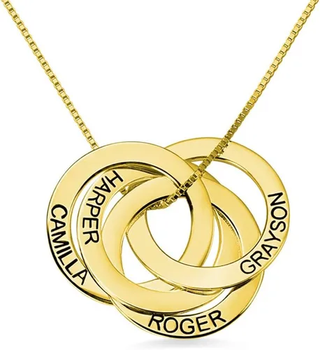 Getname Necklace Collar de anillo ruso grabado personalizado personalizado con nombre de la familia, collar de plata esterlina 925, joyería para el