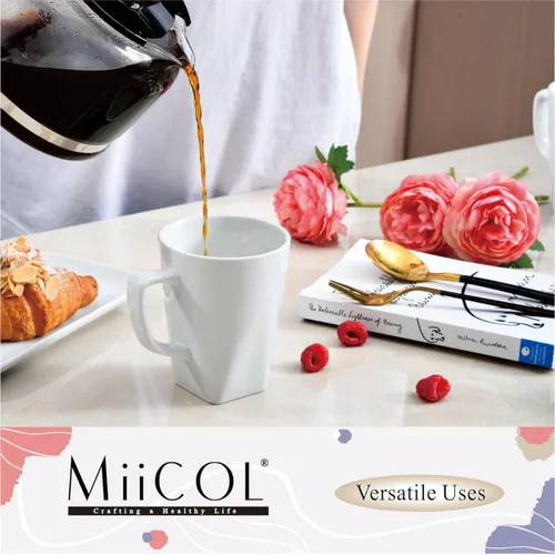 Miniatura 8 de Miicol Juego de 6 tazas de café de porcelana, tazas de café grandes de 14 onzas, tazas de té blanco, tazas de cerámica para latte, capuchino, leche