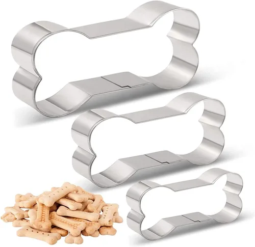 Miniatura 2 de Juego de cortadores de galletas con forma de hueso de perro, molde de galletas de acero inoxidable para perros y gatos Dogbone