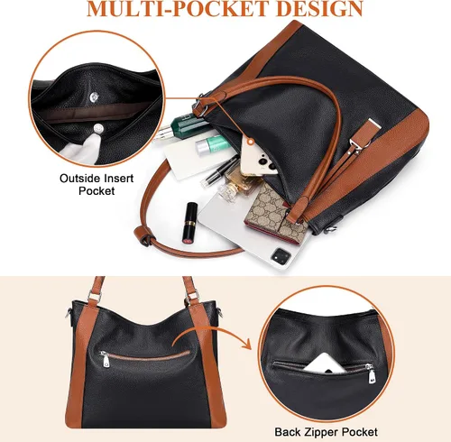 Miniatura 4 de Over Earth Genuine Leather Purses for Women Large Hobo Bags Lady Shoulder Handbags with Detachable Strap
