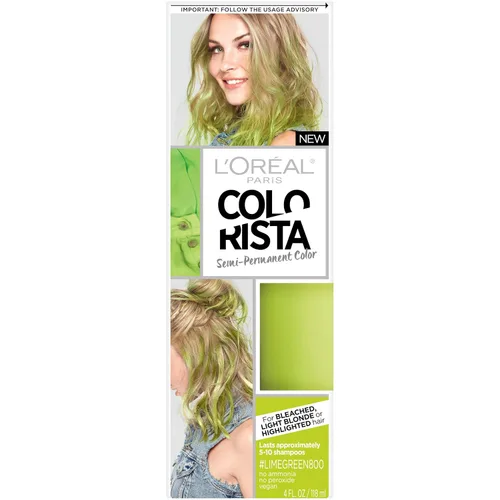 L'Oréal Paris Color de Cabello Colorista Semipermanente para Cabello Rubio Claro o Decolorado, Verde Lima