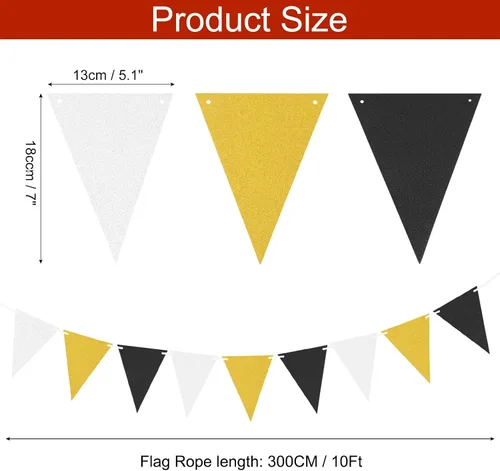 Miniatura 2 de MECCANIXITY Guirnalda de papel con purpurina de 10 pies para colgar banderines dorados, plateados, negros, brillantes para Navidad, despedidas