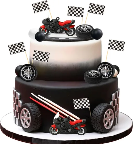 LaVenty Decoraciones de fiesta de motocross, decoración de tartas de motocicleta, hombre, cumpleaños, para motocross, decoración de baby shower