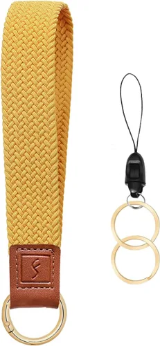 Miniatura 12 de Fishent Llavero elástico, bonito llavero de pulsera, cordón de muñeca tejido mejorado para llaves, llaveros para mujeres y hombres, llaves