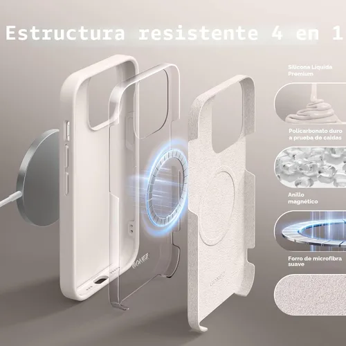 Miniatura 4 de GONEZ Funda para iPhone 14 Pro, compatible con Magsafe, con protector de pantalla + protector de lente de cámara, forro de microfibra suave A-Piedra