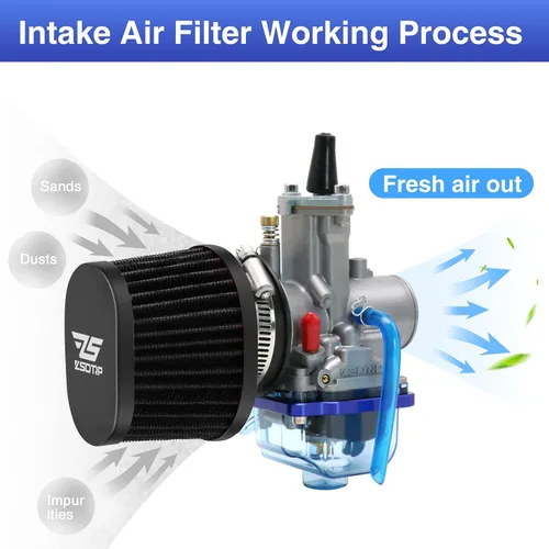Miniatura 6 de 2 piezas de filtro de aire universal de 38 mm para motocicleta, filtro de motor de repuesto de alto rendimiento, filtros de aire para limpiador