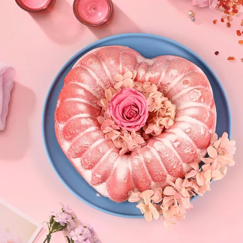 Miniatura 6 de HUAKENER 2 Pack Heart Fluted Cake Pan, 9 Inch Heart Cake Molds, Nonstick Silicone Cake Molds