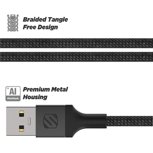 Miniatura 2 de Scosche i3B1SG-SP - Cable de carga Lightning trenzado con certificación MFi Strikeline Sync para todos los dispositivos Lightning, 1 pie, color negro