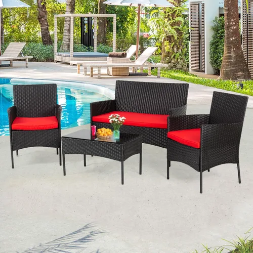 Miniatura 2 de PayLessHere Juego de Muebles de Exterior de 4 Piezas, Juego de Muebles Modulares de Patio Resistente al Agua, Juego de Conversación con 3 Sillas