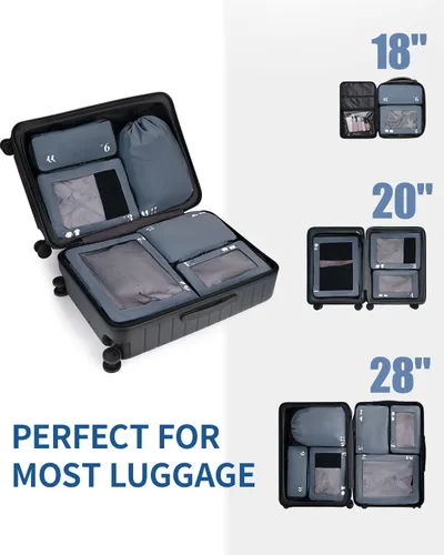 Miniatura 7 de ECOHUB Juego de 7 cubos de equipaje resistentes al desgarro con icono de número para accesorios de viaje, equipaje maleta, cubos de embalaje