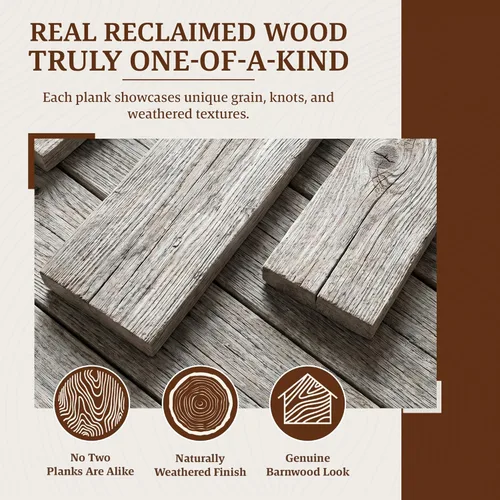 Miniatura 4 de BARNWOODUSA Tablones de Madera Recuperada Real - Paneles de Machihembrado Fáciles de Clavar para Revestimiento de Pared de Madera Rústica