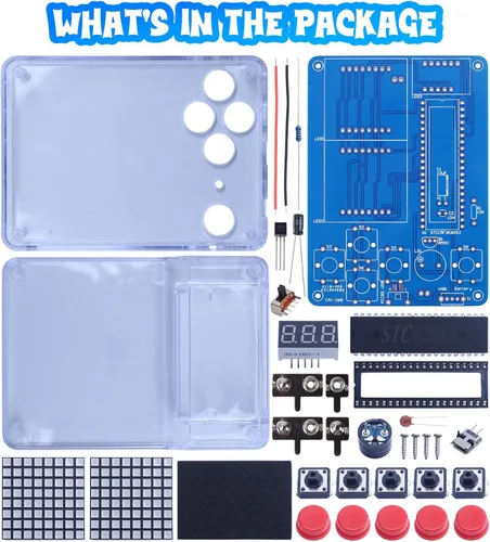 Miniatura 6 de PEMENOL Kit de soldadura de juego de bricolaje para principiantes, 4 juegos retro, proyecto de electrónica STEM con brillo ajustable, interruptor