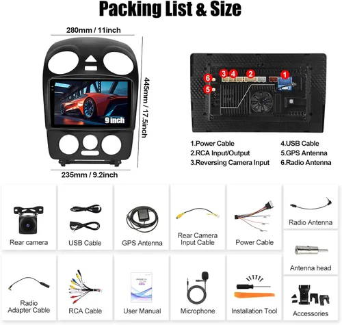 Miniatura 3 de 8 Core Qualcomm Android Car Stereo para Beetle 2004-2010 Pantalla táctil de 9 pulgadas con CarPlay Android Auto 4G+64G Ventilador de enfriamiento