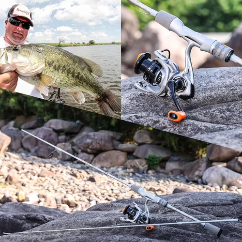 Miniatura 7 de Combos de caña de pescar giratoria y carrete Sougaiyang con manillas vacías de grafito de 2 piezas para pesca de bass Girando con carrete 2000
