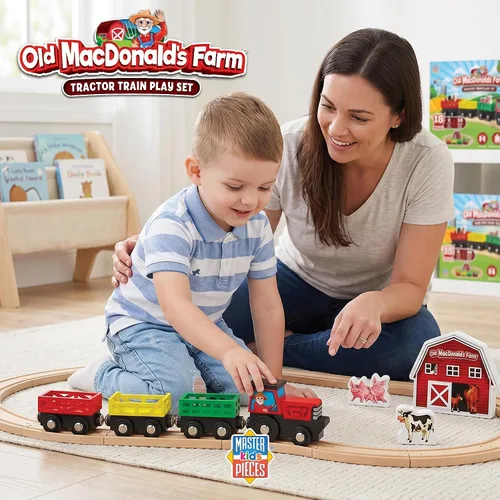 Miniatura 4 de MasterPieces Juego de trenes de madera - Old Macdonald 18 piezas