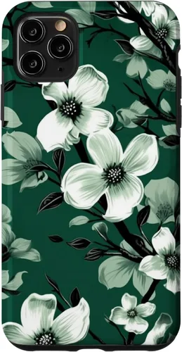 Miniatura 13 de White Dogwood Flower Pattern Green Black & White Case for iPhone 17