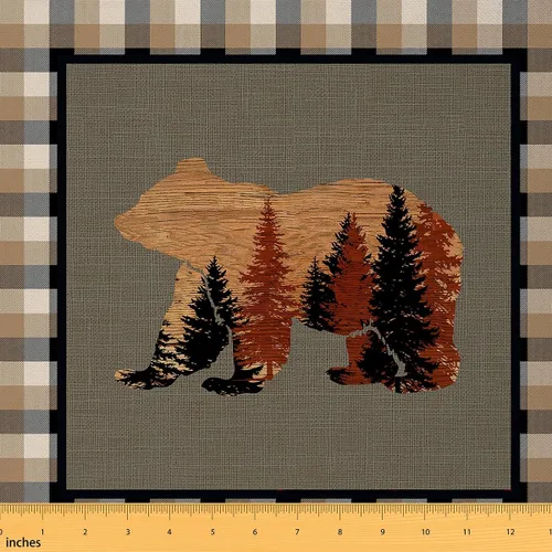 Miniatura 14 de Tela de ciervo bonita por yarda para niñas y niños, decoración de caza de ciervos, impermeable, tela para exteriores, estampado de pata de oso