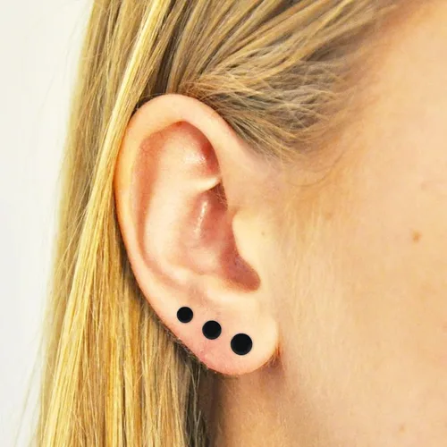 Miniatura 3 de Aretes de titanio de punto plano y bola hipoalergénicos para mujeres, hombres y niñas, oro rosadoradoplatanegro, aretes de disco redondo de 0.118in