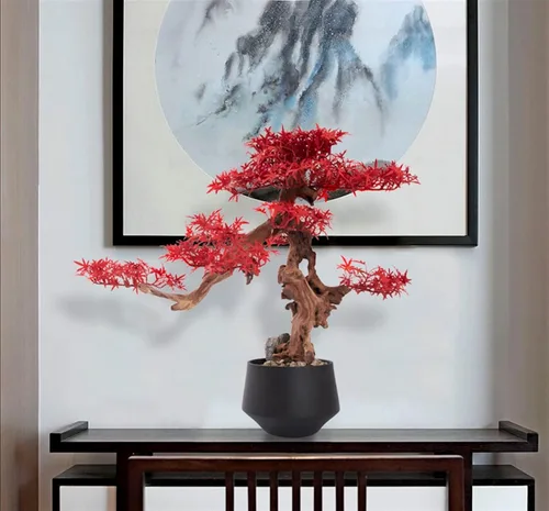 Miniatura 4 de Árboles artificiales, árbol bonsái artificial en maceta, plantas de pino en maceta, árbol artificial de hoja, bonsái de arce rojo, decoración