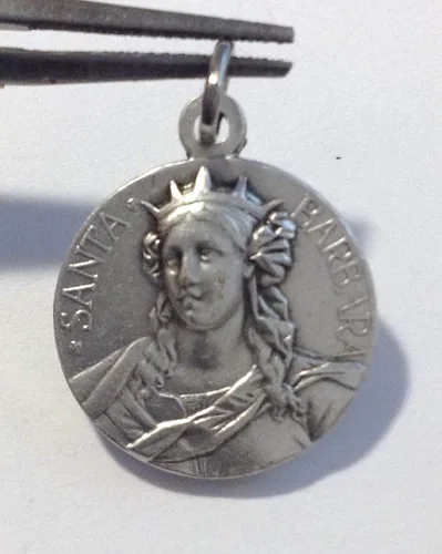 Miniatura 3 de Medalla de plata Santa Bárbara - Patrona de los bomberos - Hecho en Italia, Latón