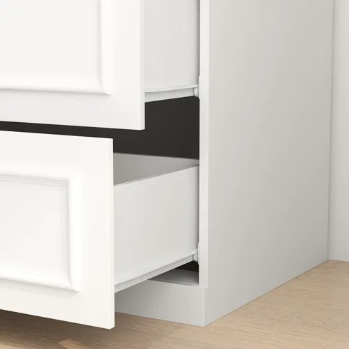 Miniatura 6 de WOODTIME Armario con barra para colgar, 3 cajones enmarcados y 2 puertas de cristal, armario de madera moderno, organizador de armario