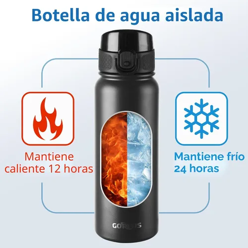 Miniatura 6 de GOPPUS Botella de agua de acero inoxidable aislada de 20 oz sin BPA, excelente para viajes, con tapa para beber - A prueba de fugas y sudor con tapa