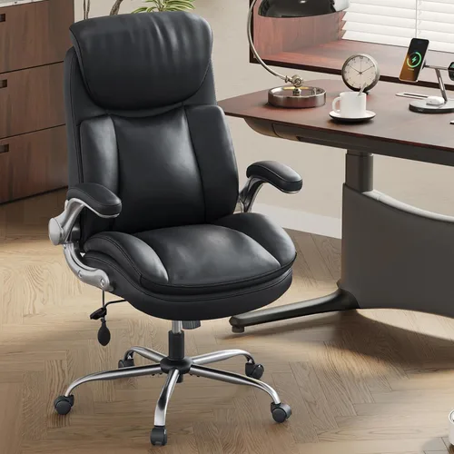 Silla de oficina grande y alta, soporte lumbar ajustable para aliviar el dolor de espalda, doble acolchado cómodo ergonómico silla de oficina en