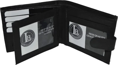 Miniatura 2 de Leatherboss Cartera plegable para hombre con cierre a presión, color negro de 4 x 3.14 pulgadas