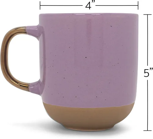Miniatura 5 de Elanze Designs Speckled - Juego de 4 tazas de cerámica de 16 onzas con mango metálico, color morado Púrpura