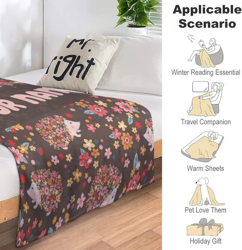 Miniatura 7 de Manta de erizo personalizada con nombre, 50 x 40 pulgadas, bonita manta para niñas, mantas suaves y peludas marrones para cuna, sofá y viajes