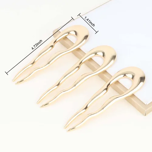 Miniatura 2 de ANBALA 3 horquillas francesas de metal para el cabello para mujeres, rizos franceses para moños, recogidos, elegante y fuerte, clip ondulado que