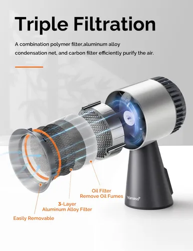 Miniatura 4 de Campana extractora de cocina portátil, ventilador silencioso de 3 velocidades para encimera con filtros de carbono duales, taza de aceite grande