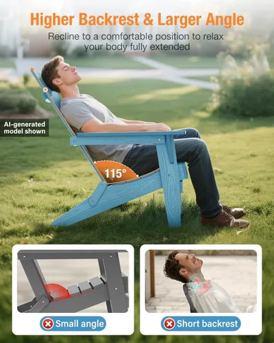 Miniatura 3 de YEFU Adirondack Sillas plegables de gran tamaño: capacidad de peso de 400 libras, sillas Adirondack de plástico, respaldo alto, modernas como