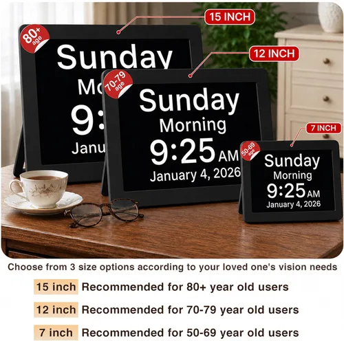 Miniatura 3 de Robin Reloj 2026 con día y fecha para ancianos, relojes para personas mayores, reloj de demencia, calendario digital para ancianos, relojes de noche