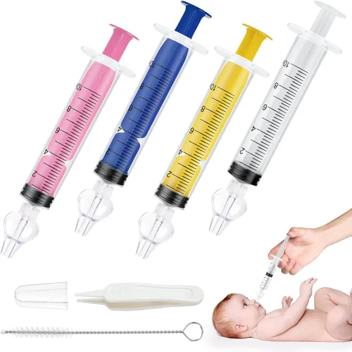 Miniatura 7 de Aolso Irrigador nasal para bebé, 2 jeringas nasales para bebé, jeringa irrigador nasal con pinzas y cepillo de limpieza, aspirador nasal para bebés