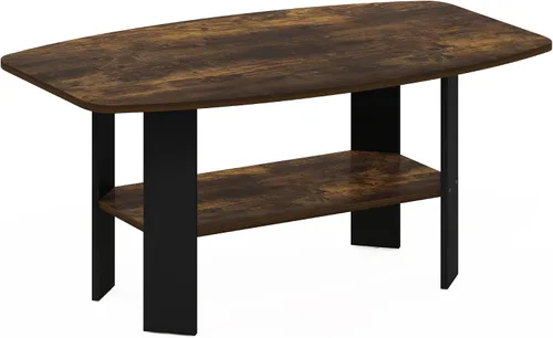 Miniatura 5 de Furinno Simple Coffee Table, 2-Tier Small Coffee Table wih Open Shelf, Side Table, Tabletop with Soft Edges, for Living Room, Home Office, Amber Oak