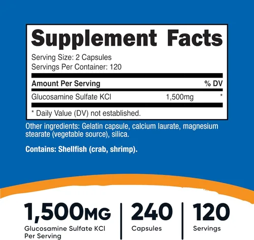 Miniatura 2 de Nutricost Sulfato de glucosamina 750 mg, 240 cápsulas (1500 mg por porción)