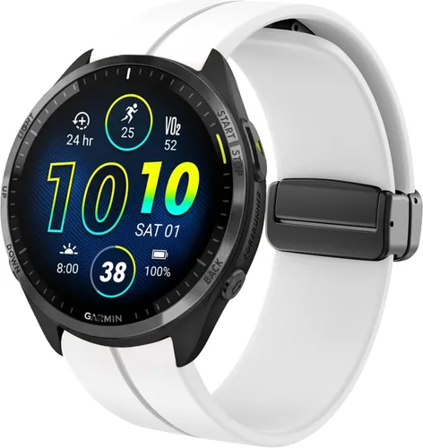 Miniatura 12 de Lamshaw Correa deportiva compatible con Garmin Forerunner 965, correa de repuesto de silicona suave con hebilla magnética compatible con Garmin