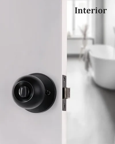 Miniatura 6 de Lanwandeng Paquete de 3 pomos de puerta de privacidad color negro mate con cerradura para dormitorio/baño, cerraduras de puerta interior sin llave