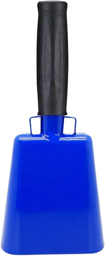 Miniatura 11 de Campana de vaca de acero de 8 pulgadas con asa, campana para hacer ruido, campana de llamada de mano fuerte para eventos deportivos, fútbol, fútbol