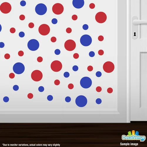 Miniatura 2 de Pegatinas de pared de vinilo azul/rojo - círculos de 2 y 4 pulgadas (30 calcomanías)