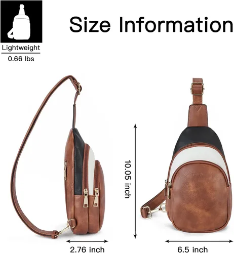 Miniatura 19 de Telena Riñonera pequeña para mujer, de cuero, cangureras, bolsa de pecho para mujer