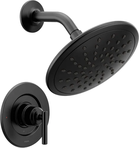 Moen Gibson Posi-Temp T3002EPBL - Molde de ducha moderno de equilibrio de presión con cabezal de ducha de lluvia ecológico de 8 pulgadas, requiere