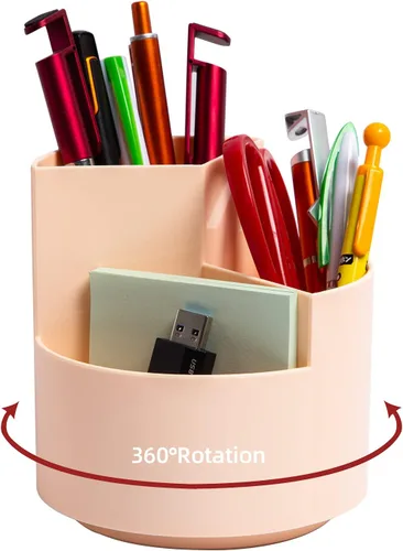 Miniatura 11 de Organizador de Escritorio, Organizador de Lápices y Bolígrafos de 3 Ranuras con Giro de 360, Lindo Portalápices para Oficina, Escuela, Suministros
